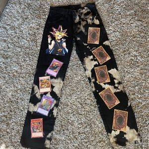 KONAMI'S YUGI character, custom Rustler jeans